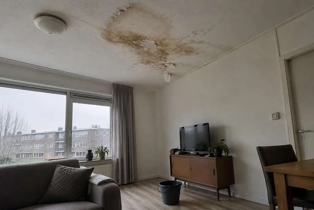 Lekdetectie Meppel – vochtplek op het plafond onder een badkamer